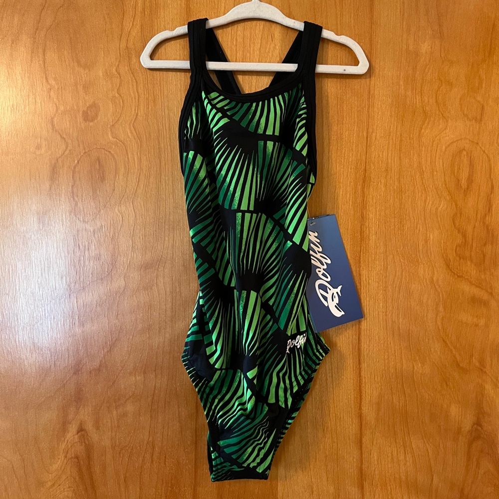 Dolfin Competition Green Zone Swim Suit Swimsuit Vintage Chloroban NWT Sz 24 #3